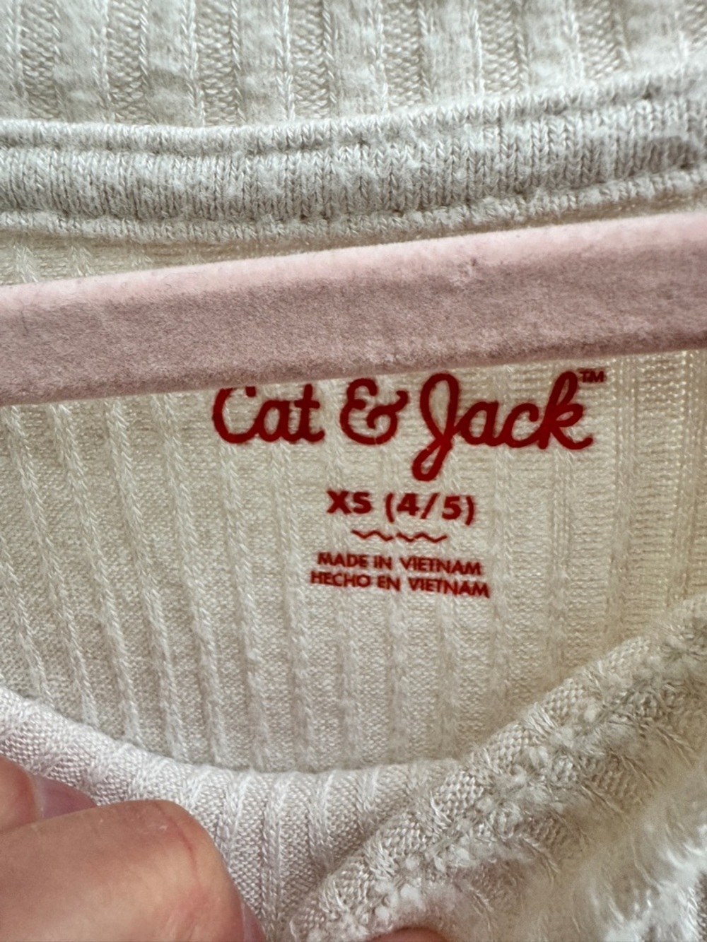 Cat & Jack Girls XS 4 5 Cream Knit Top with Polka Dot Tulle Long Sleeve Dress - Picture 4 of 6